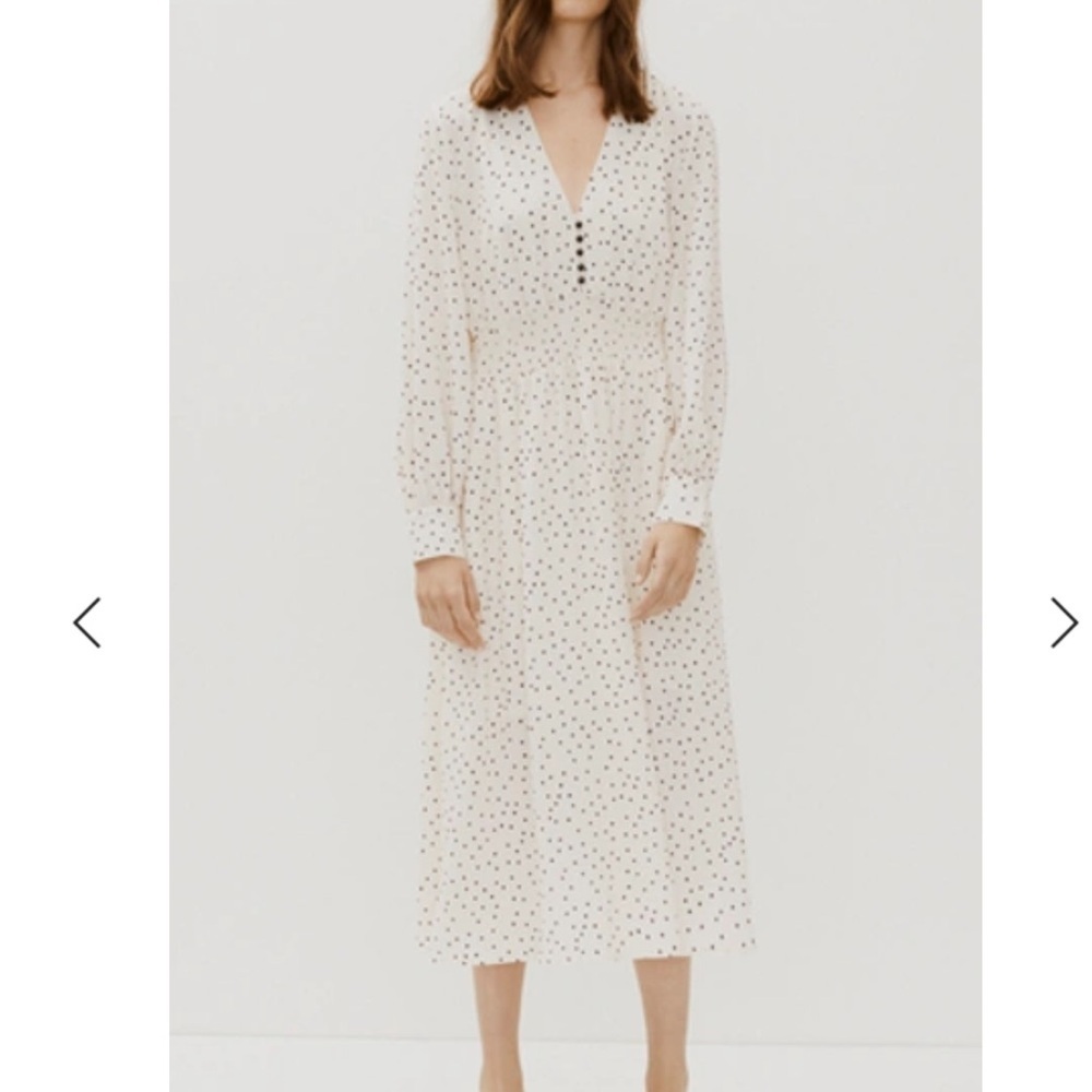 BAUM UND PFERDGARTEN Adison Polka Dot Midi Dress In White Size 36